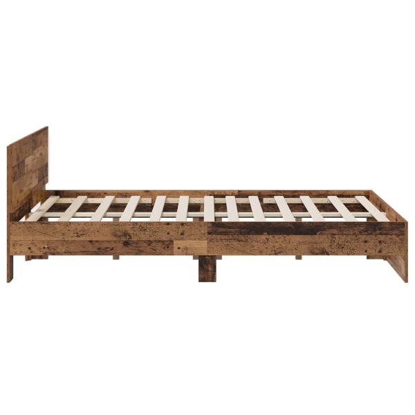 Bettgestell mit Kopfteil Altholz 135 x 190 cm Holzwerkstoff