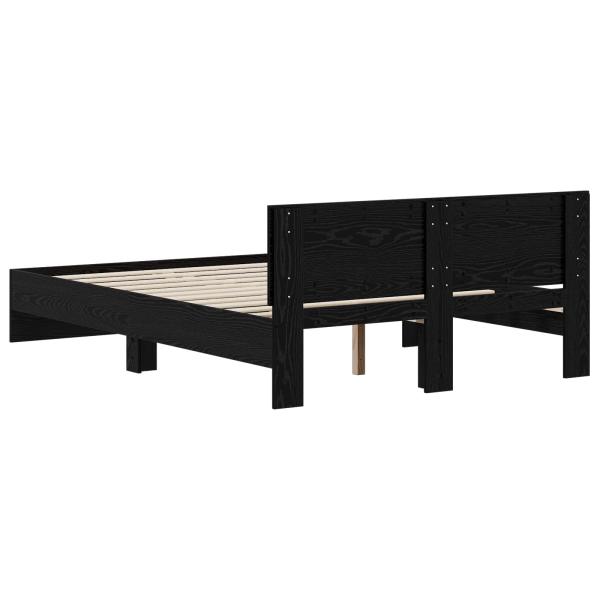 Bettgestell mit Kopfteil Schwarz Eichen-Optik 140 x 200 cm