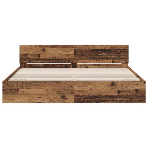 Bettgestell mit Kopfteil Altholz 200 x 200 cm Holzwerkstoff