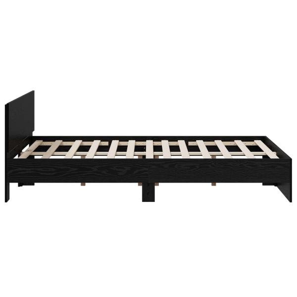 Bettgestell mit Kopfteil Schwarz Eichen-Optik 140 x 190 cm