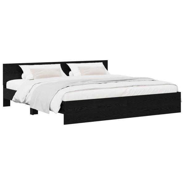ARDEBO.de - Bettgestell mit Kopfteil Schwarz Eichen-Optik 200 x 200 cm