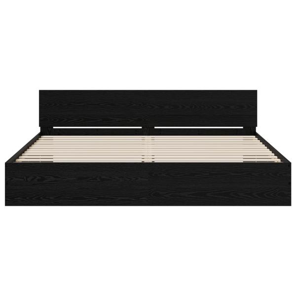 Bettgestell mit Kopfteil Schwarz Eichen-Optik 200 x 200 cm
