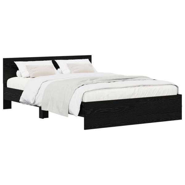 ARDEBO.de - Bettgestell mit Kopfteil Schwarz Eichen-Optik 135 x 190 cm
