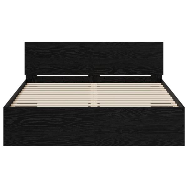 Bettgestell mit Kopfteil Schwarz Eichen-Optik 135 x 190 cm