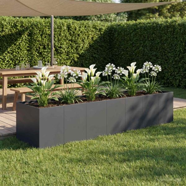ARDEBO.de - Garten-Pflanzgefäß Anthrazit 280 x 80 x 60 cm