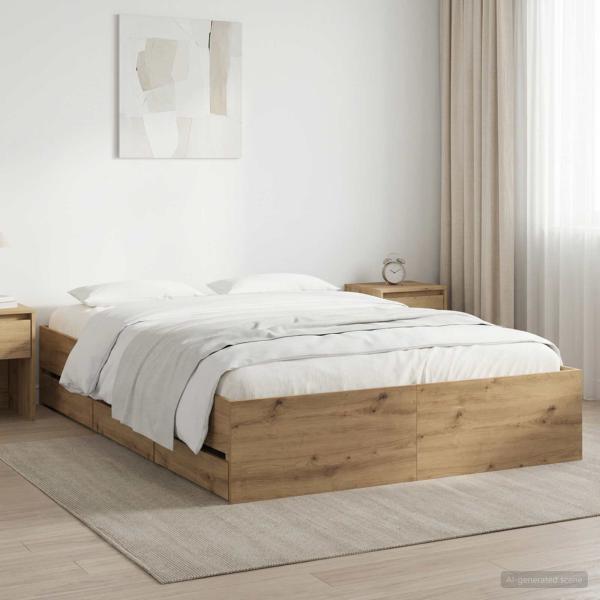 ARDEBO.de - Bettgestell mit Stauraum Artisan-Eiche 140 x 190 cm