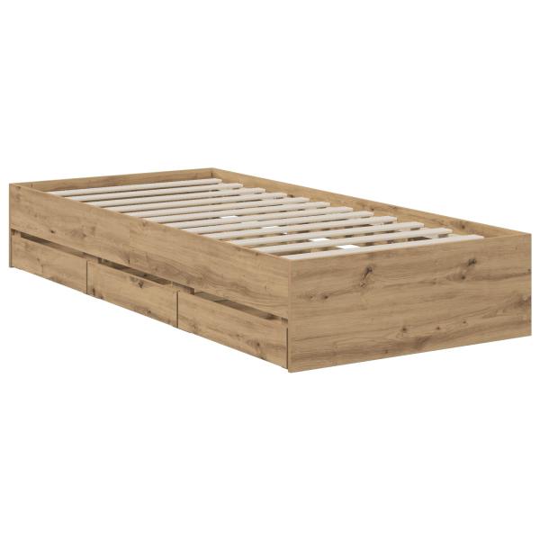 Bettgestell mit Stauraum mit Speicher Artisan-Eiche 90 x 200 cm
