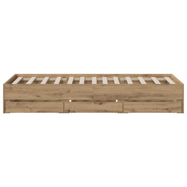 Bettgestell mit Stauraum mit Speicher Artisan-Eiche 90 x 200 cm
