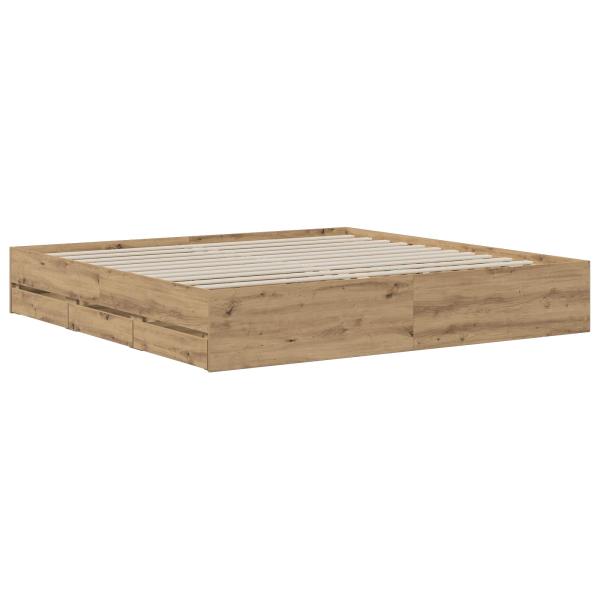 Bettgestell mit Stauraum Artisan-Eiche 180 x 200 cm