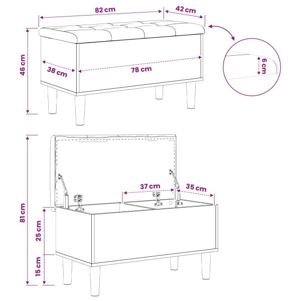 Aufbewahrungsbank mit Kissen Artisan-Eiche 82 x 42 x 46 cm
