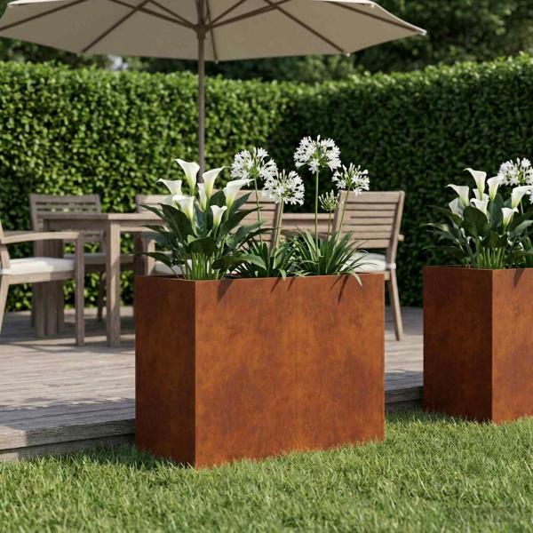 ARDEBO.de - Garten-Pflanzgefäß Rostoptik 80 x 40 x 60 cm Wetterfeststahl