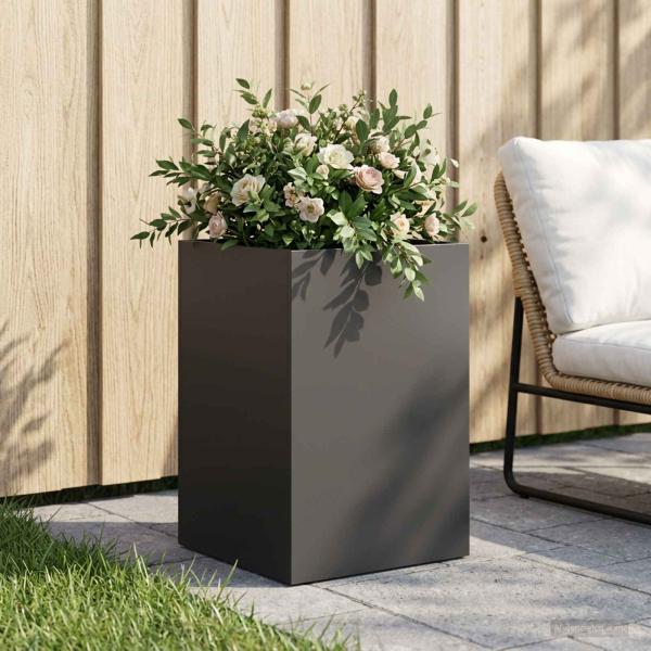 ARDEBO.de - Garten-Pflanzgefäß Schwarz 40 x 40 x 60 cm Kaltgewalzter Stahl