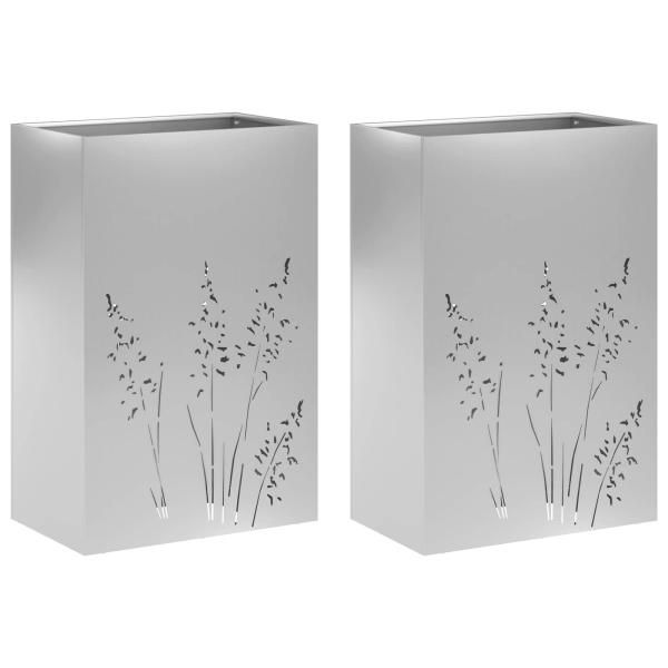 Garten-Pflanzgefäß 2 Stk. Silber 50 x 30 x 75 cm