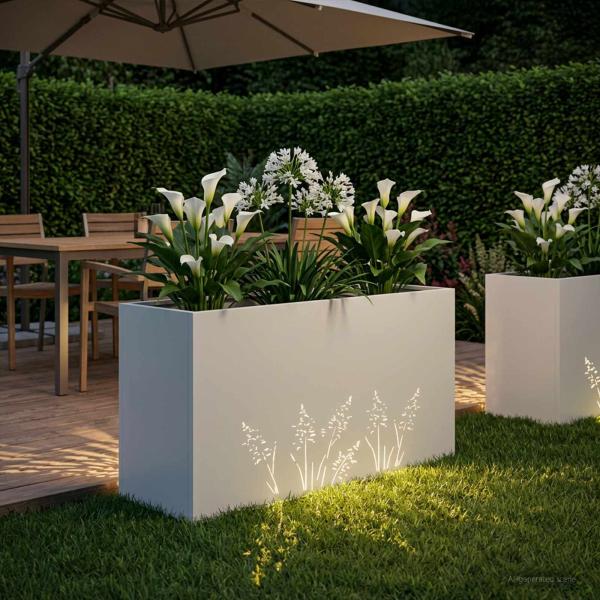Garten-Pflanzgefäß Weiß 100 x 20 x 49 cm Kaltgewalzter Stahl