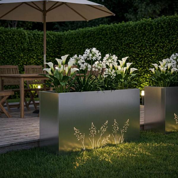 Garten-Pflanzgefäß Silber 100 x 30 x 49 cm Verzinkter Stahl