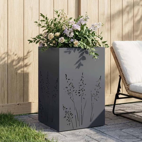 ARDEBO.de - Garten-Pflanzgefäß Anthrazit 50 x 50 x 75 cm