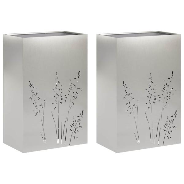 Garten-Pflanzgefäß 2 Stk. Silber 50 x 30 x 75 cm Edelstahl