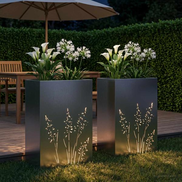 Garten-Pflanzgefäß 2 Stk. Silber 50 x 30 x 75 cm Edelstahl