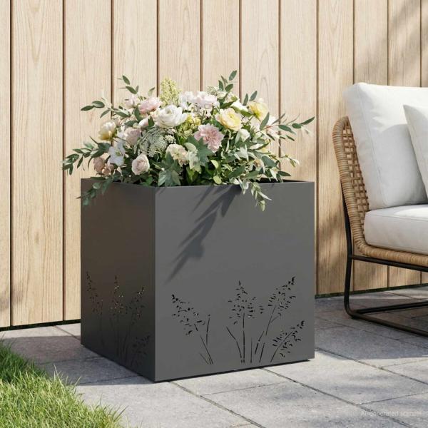 ARDEBO.de - Garten-Pflanzgefäß Anthrazit 50 x 50 x 49 cm