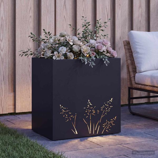 Garten-Pflanzgefäß Schwarz 50 x 30 x 49 cm Kaltgewalzter Stahl