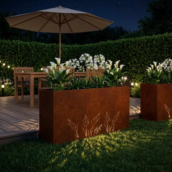 Garten-Pflanzgefäß Rostoptik 100 x 30 x 49 cm Wetterfeststahl