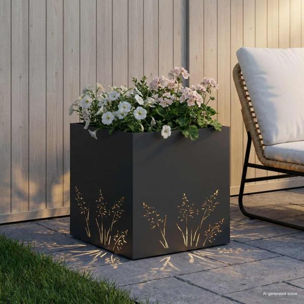 Garten-Pflanzgefäß Schwarz 50 x 50 x 49 cm Kaltgewalzter Stahl