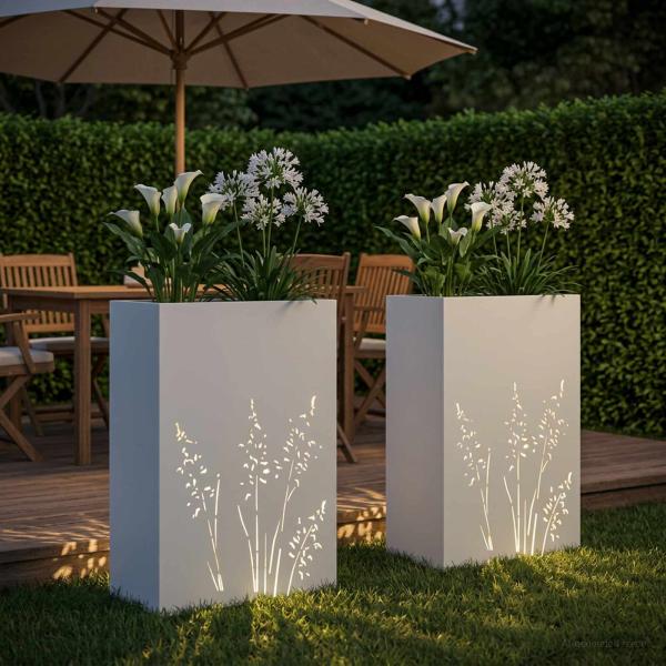 Garten-Pflanzgefäß 2 Stk. Weiß 50 x 30 x 75 cm