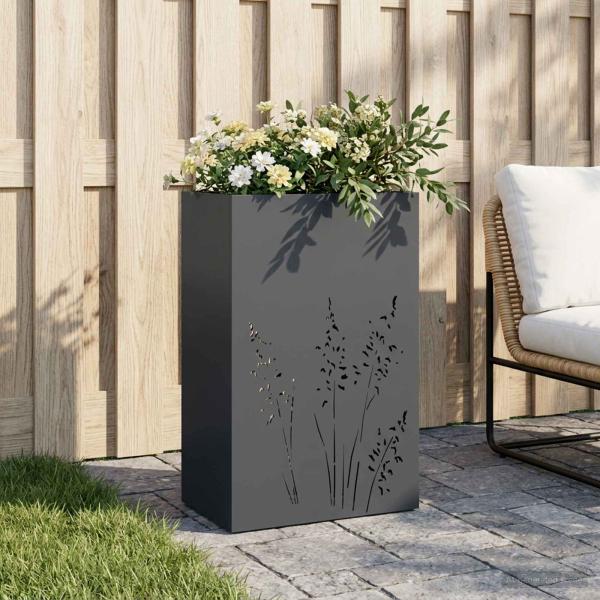 ARDEBO.de - Garten-Pflanzgefäß Anthrazit 50 x 30 x 75 cm