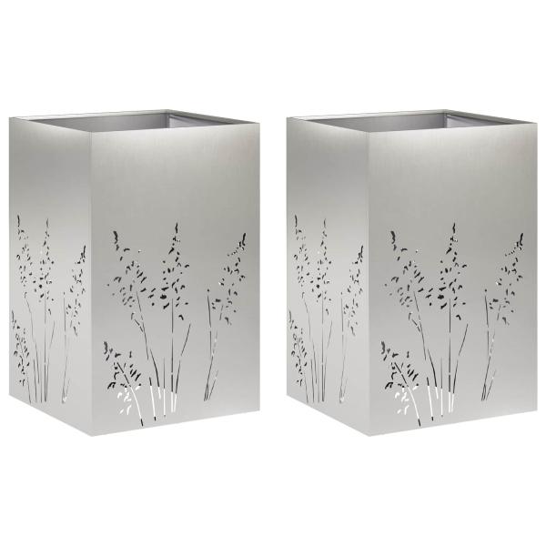 Garten-Pflanzgefäß 2 Stk. Silber 50 x 50 x 75 cm Edelstahl