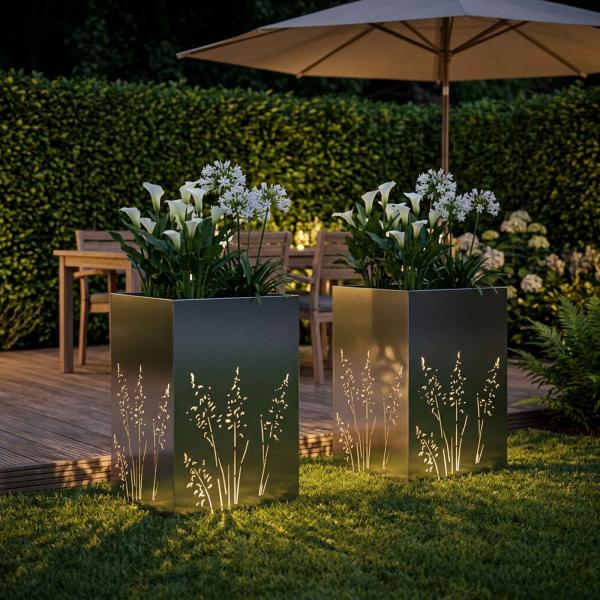 Garten-Pflanzgefäß 2 Stk. Silber 50 x 50 x 75 cm Edelstahl