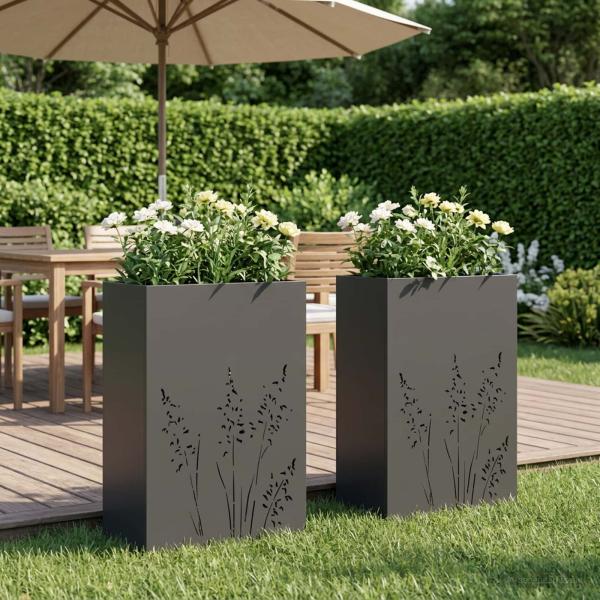 ARDEBO.de - Garten-Pflanzgefäß 2 Stk. Schwarz 50 x 30 x 75 cm