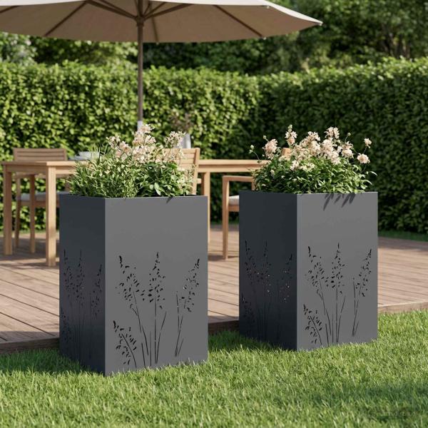 ARDEBO.de - Garten-Pflanzgefäß 2 Stk. Anthrazit 50 x 50 x 75 cm