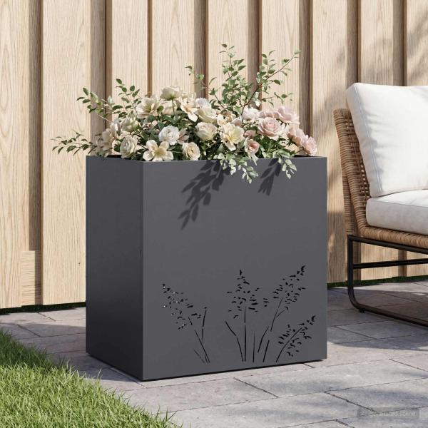ARDEBO.de - Garten-Pflanzgefäß Anthrazit 50 x 30 x 49 cm