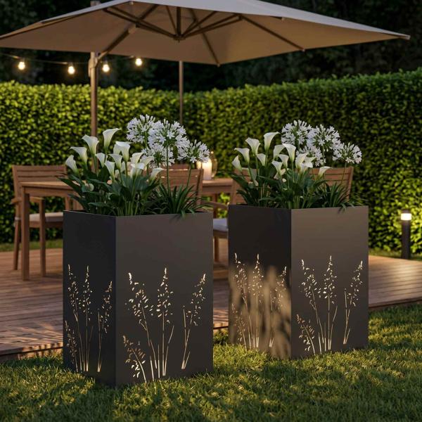 Garten-Pflanzgefäß 2 Stk. Schwarz 50 x 50 x 75 cm