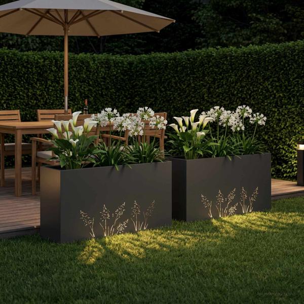 Garten-Pflanzgefäß 2 Stk. Schwarz 100 x 30 x 49 cm