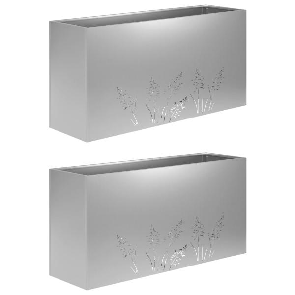 Garten-Pflanzgefäß 2 Stk. Silber 100 x 30 x 49 cm