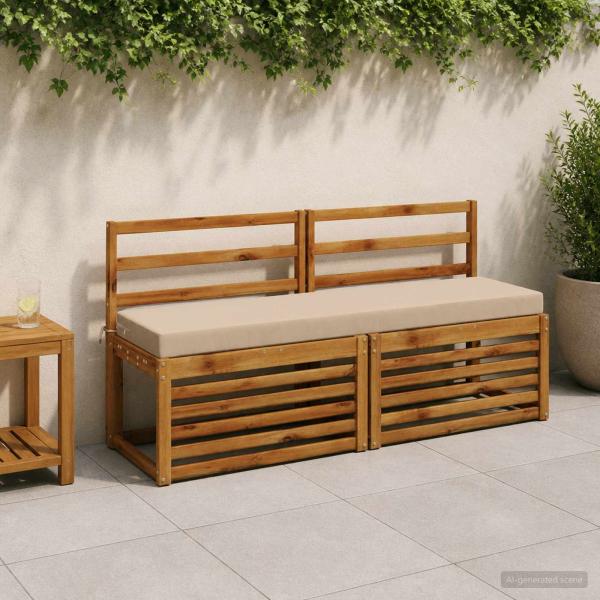 ARDEBO.de - Bankkissen SOEST 2 stk. 100 % Polyester Sand 150 x 40 x 8 cm