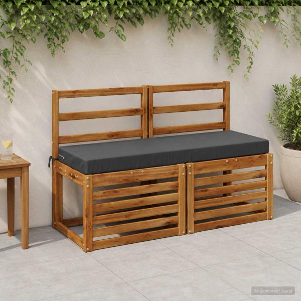 ARDEBO.de - 2-teilige Bankkissen SOEST 2 stk. 100 % Polyester Anthrazit