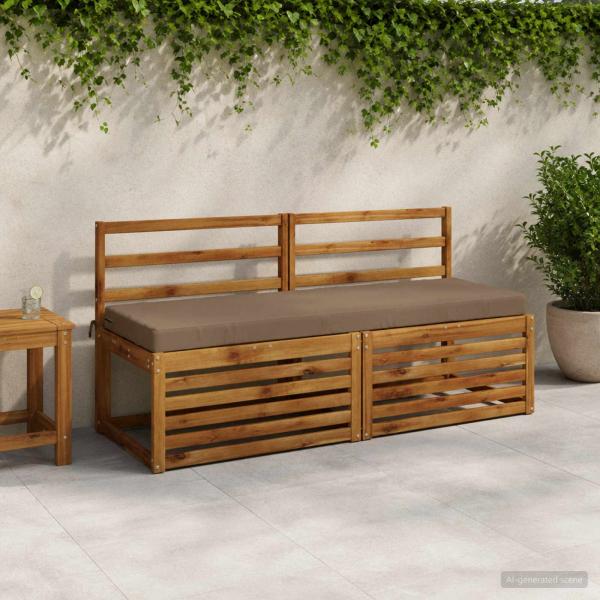 ARDEBO.de - 2-teilige Bankkissen SOEST 2 stk. 100 % Polyester Taupe