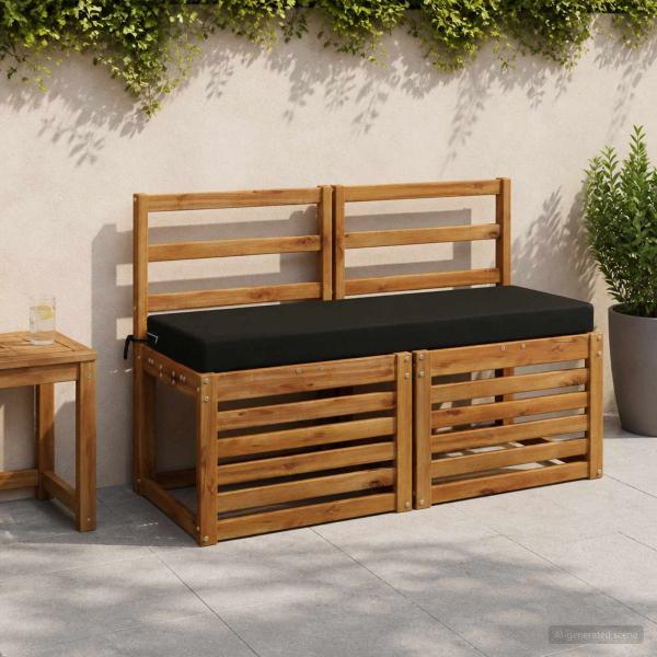 ARDEBO.de - 2-teilige Bankkissen SOEST 2 stk. 100 % Polyester Schwarz