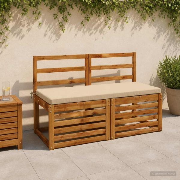 ARDEBO.de - Bankkissen SOEST 2 stk. 100 % Polyester Beige 110 x 50 x 5 cm