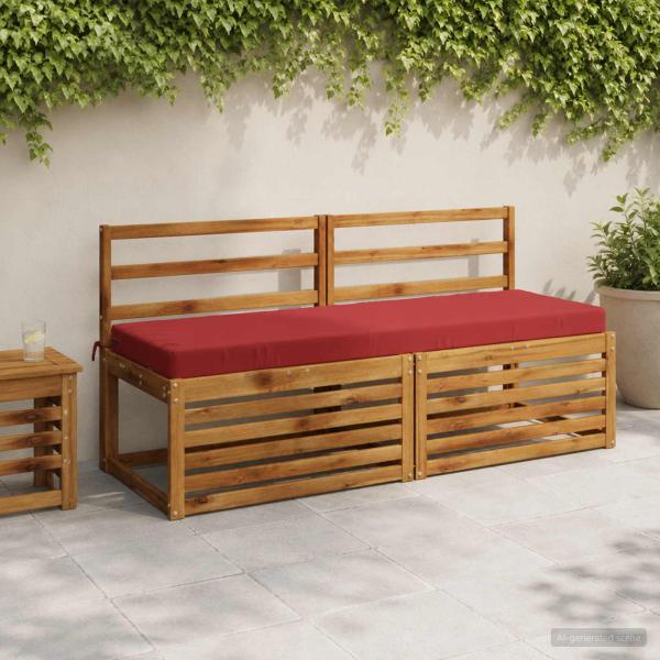 ARDEBO.de - Bankkissen SOEST 2 stk. 100 % Polyester Weinrot 150 x 50 x 8 cm
