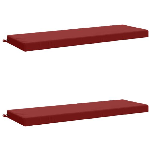 Bankkissen SOEST 2 stk. 100 % Polyester Weinrot 150 x 50 x 8 cm