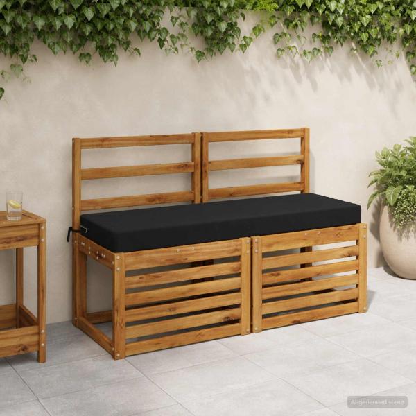 ARDEBO.de - Bankkissen SOEST 2 stk. 100 % Polyester Schwarz 100 x 40 x 8 cm