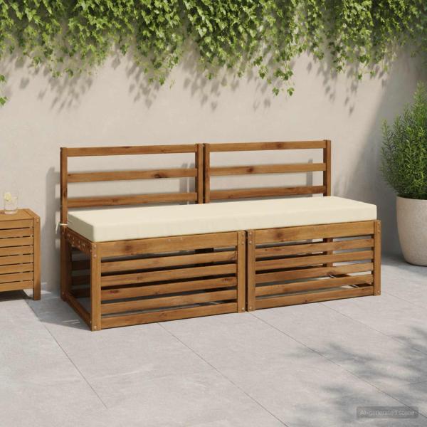 ARDEBO.de - 2-teilige Bankkissen SOEST 2 stk. 100 % Polyester Creme
