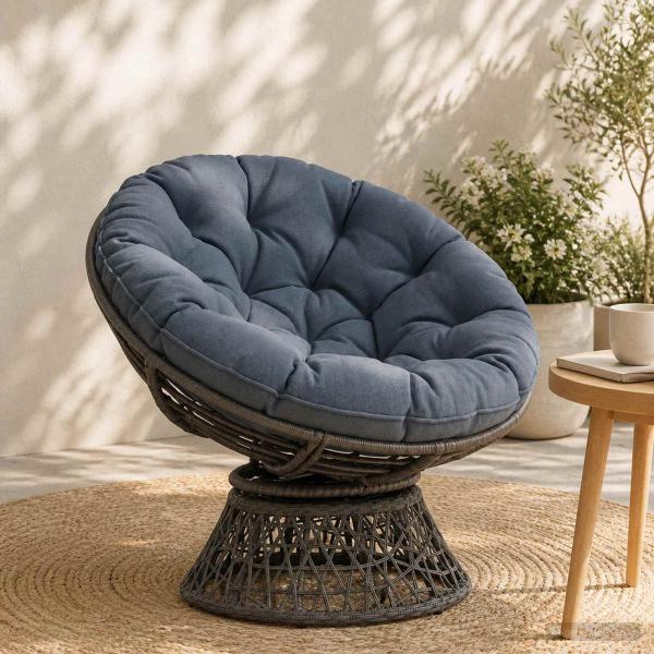 ARDEBO.de - Hängesessel-Kissen VIANEN 100 % Polyester Blau Ø 60 x 10 cm