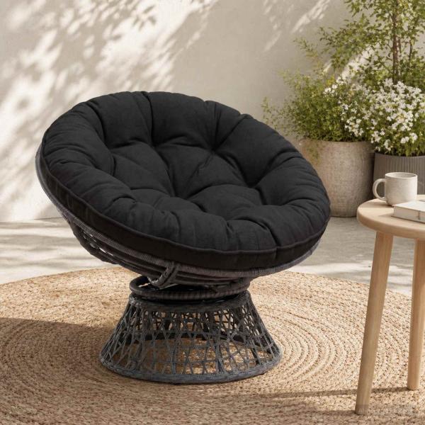 ARDEBO.de - Hängesessel-Kissen VIANEN 100 % Polyester Schwarz Ø 40 x 10 cm