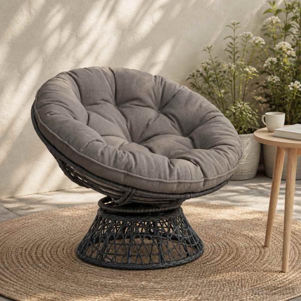 ARDEBO.de - Hängesessel-Kissen VIANEN 100 % Polyester Grau Ø 60 x 10 cm