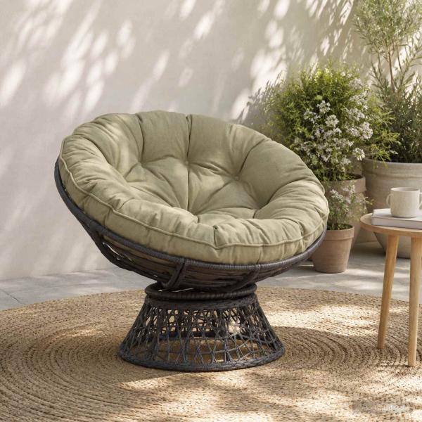 ARDEBO.de - Hängesessel-Kissen VIANEN 100 % Polyester Hellgrün Ø 45 x 10 cm