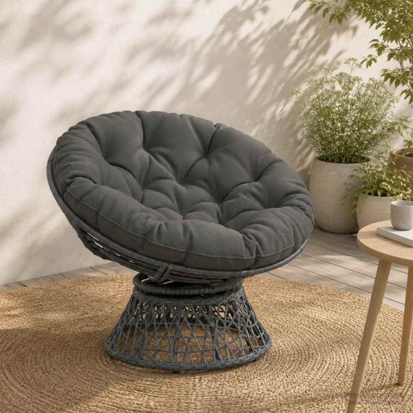 ARDEBO.de - Hängesessel-Kissen VIANEN 100 % Polyester Grau Ø 80 x 12 cm